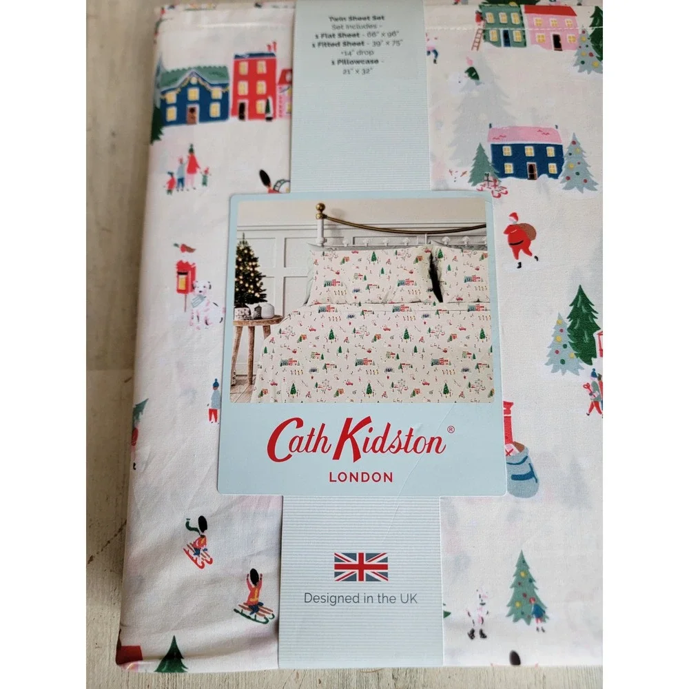 Cath Kidston London theme twin NEW‎ bedsheet set Xmas home decor santa